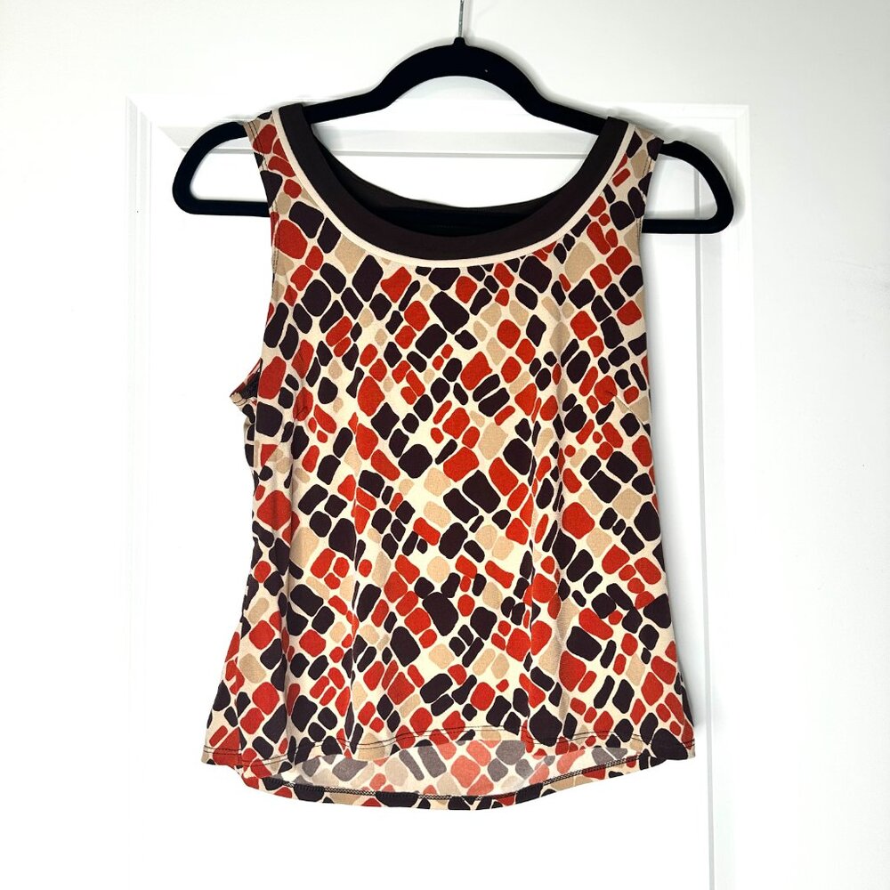 STUDIO 1  | Women's Sleeveless Blouse top | Red Brown Cream  | Size: 8P